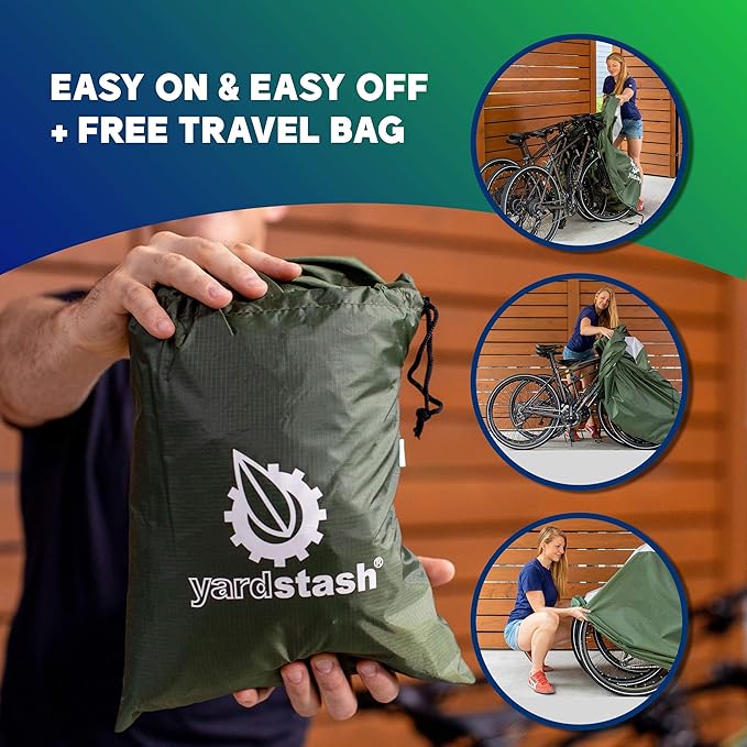 YardStash Bike Cover  XXL Reflective Bicycle Covers for Outside Storage - Waterproof  Weatherproof Garden Tarp Shelters for Bikes, Trikes, 29ers, and Electric Bicycles  Green