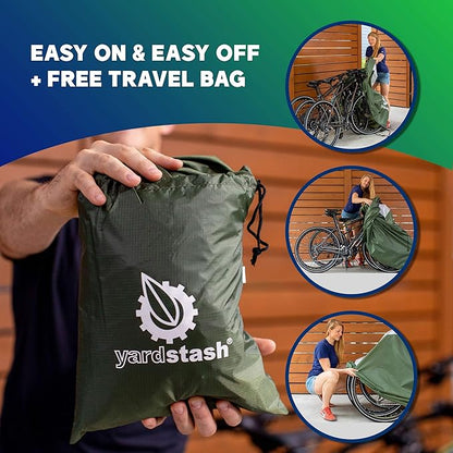 YardStash Bike Cover  XXL Reflective Bicycle Covers for Outside Storage - Waterproof  Weatherproof Garden Tarp Shelters for Bikes, Trikes, 29ers, and Electric Bicycles  Green