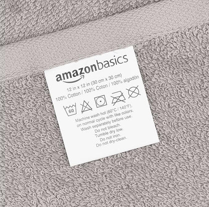 Basics face Towels for bathroom, 100 Cotton Extra Absorbent washcloth, Fast Drying salon towel - 24 Pack Gray (12 x 12 inches)