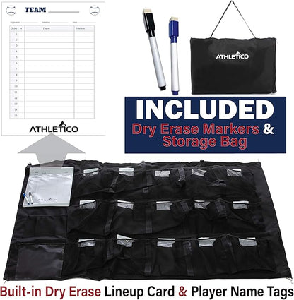 Athletico 15 Player Dugout Organizer - Hanging Baseball Helmet Bag to Organize Baseball Equipment Including Gloves, Helmets, Batting Gloves, Balls,  More