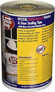 8425B09754SSWmasking-Tape BT25-Xl Window  Door Flashing Tape, Self-Adhesive, 25 Mil Thickness, 9 In Width, 75' Length, Hdpe, White, 975 Psi Tensile, 45-240 deg F, 1