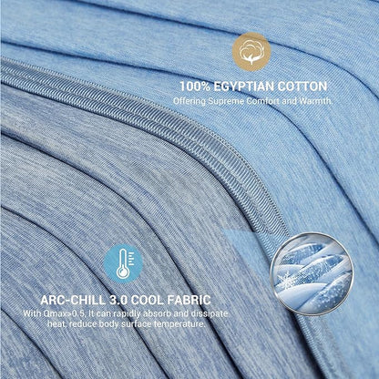 Elegear Revolutionary Cooling Blanket Queen Absorbs Heat to Keep Body Cool for Night Sweats, Arc-Chill Cool 3.0 Fiber Q-Max0.5 for Hot Sleepers, Lightweight Summer Cold Blankets for Sleeping, Blue
