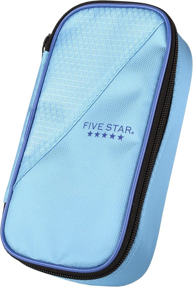 Five Star Pencil Pouch, Pen Case, High-Capacity Zipper Pouch, Storage Organizer for School Supplies Earbuds Chargers Cables Makeup, Blue/Denim