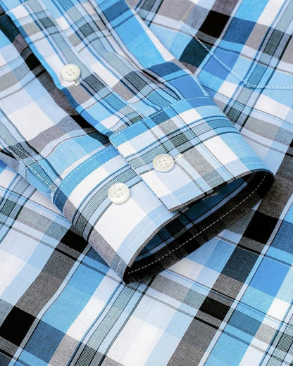Alimens & Gentle Men's Plaid Button Down Shirts Cotton Long Sleeve Dress Shirts Regular Fit Gingham Shirts