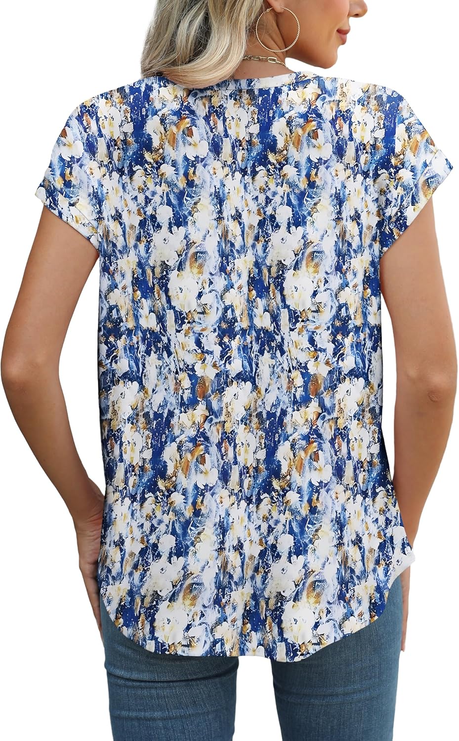 XIEERDUO Women's Cap Sleeve Dressy Casual Blouse with Curved Hem