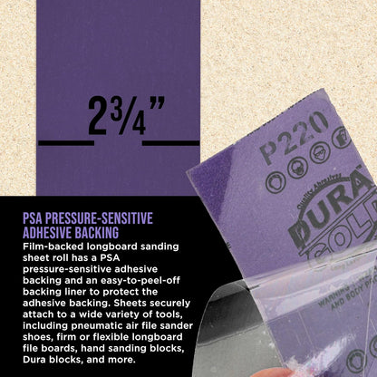 20 Grit PSA Purple Film Ceramic Longboard Sandpaper 20 Yard Roll 2-3/4" Wide Continuous 20 Yard Roll, Self Adhesive Stickyback for Auto & Wood Air File Long Board Sanders Hand Sanding Blocks