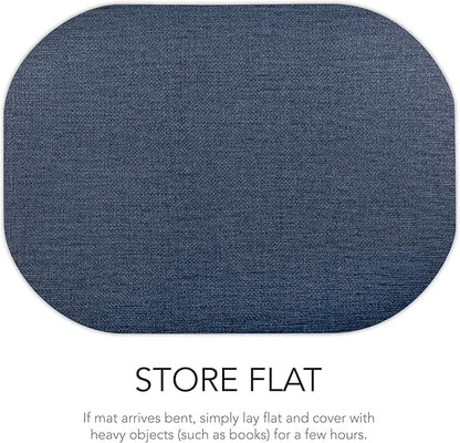 Andie Home Oval Placemats for Kitchen Table and Dining Room, 6-Piece Set, Heat-Resistant and Surface Washable Placemat, Indigo Blue, 17"x12"