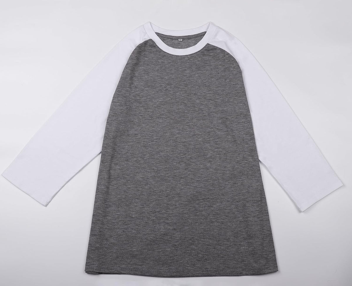 Womens Baseball Tee 3/4 Sleeve Fashion Crewneck Tops Color Block Blouse Casual Raglan Shirt.