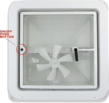 14" RV trailer Roof vent complete 12 volt FAN w/white lid and interior garnish