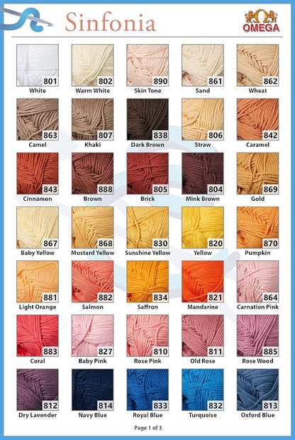 Omega Yarn, Bone Color, 101g/218y, 100% Mercerized Cotton, Fine (Sportweight), Made in Mexico