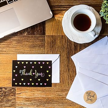Youngever 72 Thank You Card, Envelope with Sealer Stickers Assortment, Flat Notes Greeting Cards, Blank Card, 12 Designs, 4 x 6 Inches