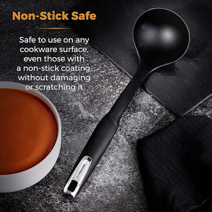 T832181 Precision  Nylon Ladle with Hanging Loop, Softtex Handles, Black
