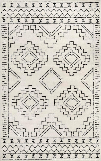 nuLOOM 5' x 8' Indoor Performance Area Rug, Stain-Resistnat, Pet and Kid Friendly, Durable, High-Traffic, Noa ivory and black