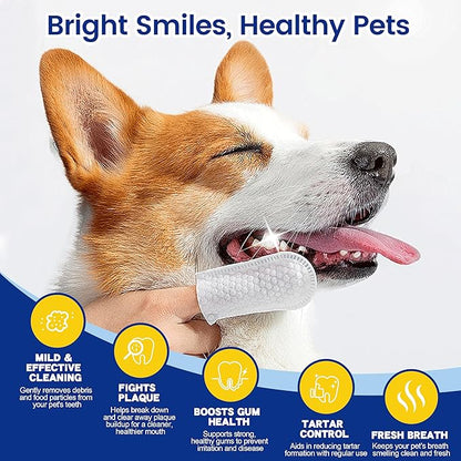 Pet Dental Care Finger Wipes, Reduces Plaque  Freshens Breath, Lick Safe Teeth Cleaning Finger Wipes, Dogs  Cats Toothbrushing Supply, Unscented, 50 Count