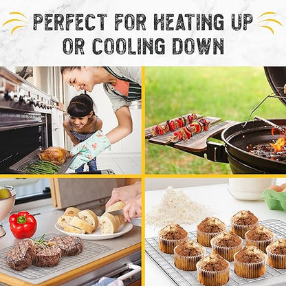 Checkered Chef Cooling Rack for Cooking and Baking - 8 x 11 ¾" Set of 2 Stainless Steel, Oven Safe Grid Wire Cookie Cooling Racks