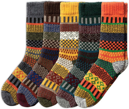 NORDIC Socks 5 Pairs, Merino Wool Socks for Men & Women, Winter socks, Cozy and Comfortable
