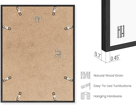 HAUS AND HUES 12"x16" Black Oak Wood Frames - Basic Black Poster Frame, 12 x 16 Poster Frame, Black Poster Frame, Frame for Poster, Frame for Wall Art, 12x16 Poster Frame, 12x16 Black Frame