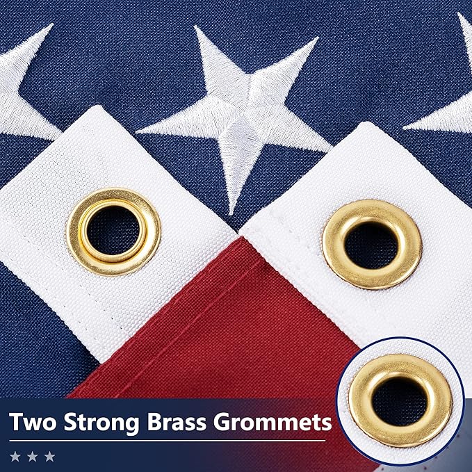 American Flag 3x5 Ft TearProof Series for Outside, 100% in USA, Longest Lasting, Super Tough Fade Resistant Spun Polyester, High Wind US Outdoor Flags Embroidered Stars, Sewn Stripes, Brass Grommets