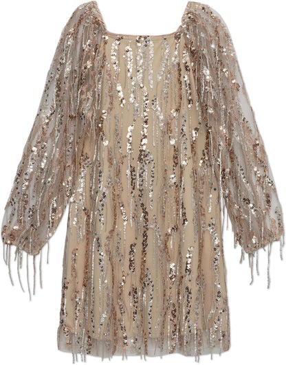 Speechless Girls' Long Sleeve A-line Sequined Party Dress
