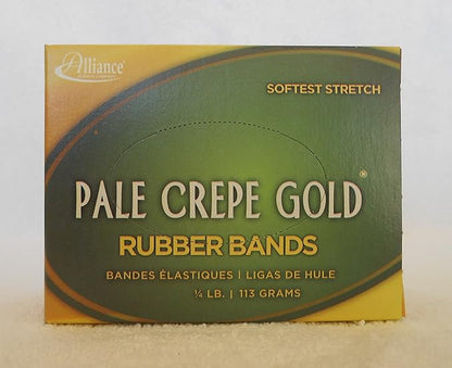 Alliance Rubber 20189 Pale Crepe Gold Rubber Bands Size #18, 1/4 lb Box Contains Approx. 551 Bands (3" x 1/16", Golden Crepe)