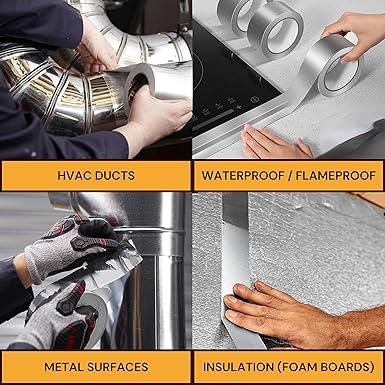 Buck Professional Grade Aluminum Foil Tape - 2 Inch x 216ft (72 yd) 3.6 Mil - Ideal for HVAC, Metal Repair & Insulation - Heat Resistant & Waterproof - Perfect for Sealing Ductwork & Vents