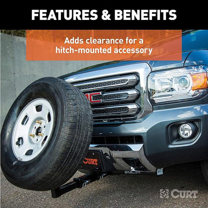 CURT 45791 8-Inch Long Trailer Hitch Extension with Solid Shank for 2-Inch Receiver, 3,500 lbs