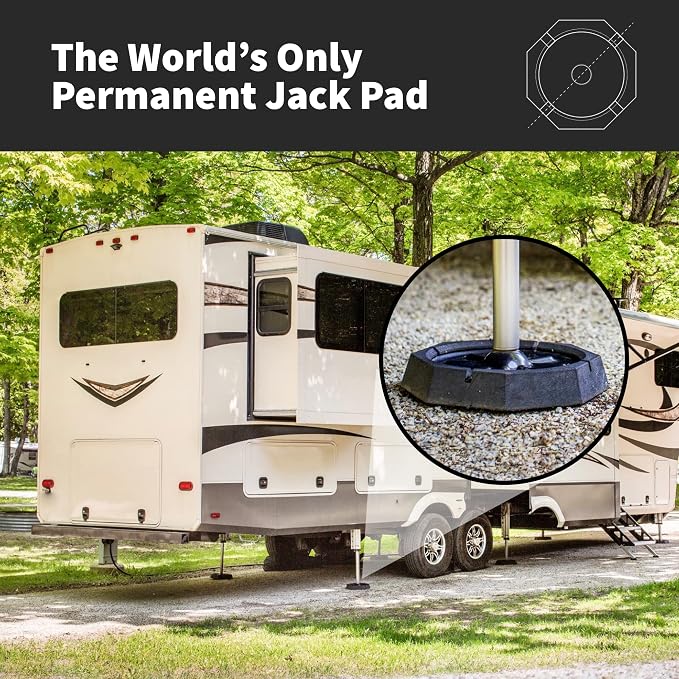 SnapPad Xtra (5-Pack) | Four-Point RV Leveling System Featuring 9” Round Jack Feet | Adds 61% Additional Surface Area for Stability, 5 lbs Per Pad & 11” Total Width | Must-Have RV Accessories