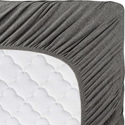 Road Trip America Jersey Knit Sheet Set - 4 Pieces Queen Cotton Sheets Set - Soft Cozy Stretchy Knit Bed Linen (Dark Grey, Queen)