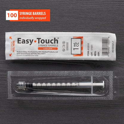 EasyTouch Luer-Lock Syringe Barrel, 1ML Syringe, Pack of 35