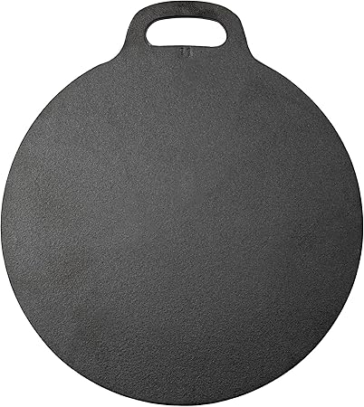 Victoria 15-Inch Cast Iron Tawa Dosa Pan, Pizza Pan with a Loop Handle, Crepe Pan Preseasoned with Flaxseed Oil, Made in Colombia