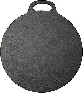 Victoria 15-Inch Cast Iron Tawa Dosa Pan, Pizza Pan with a Loop Handle, Crepe Pan Preseasoned with Flaxseed Oil, Made in Colombia