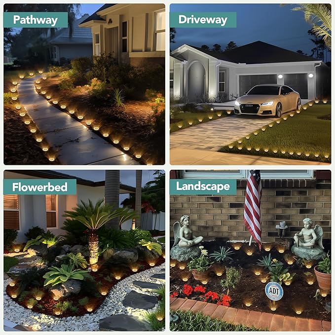 SOLPEX Mini Solar Ground Lights, 2 Pack Solar Lights Outdoor Waterproof, Pathway Lights Solar Powered, Solar Garden Lights, Landscape Lighting for Yard Driveway Walkway (Warm White)