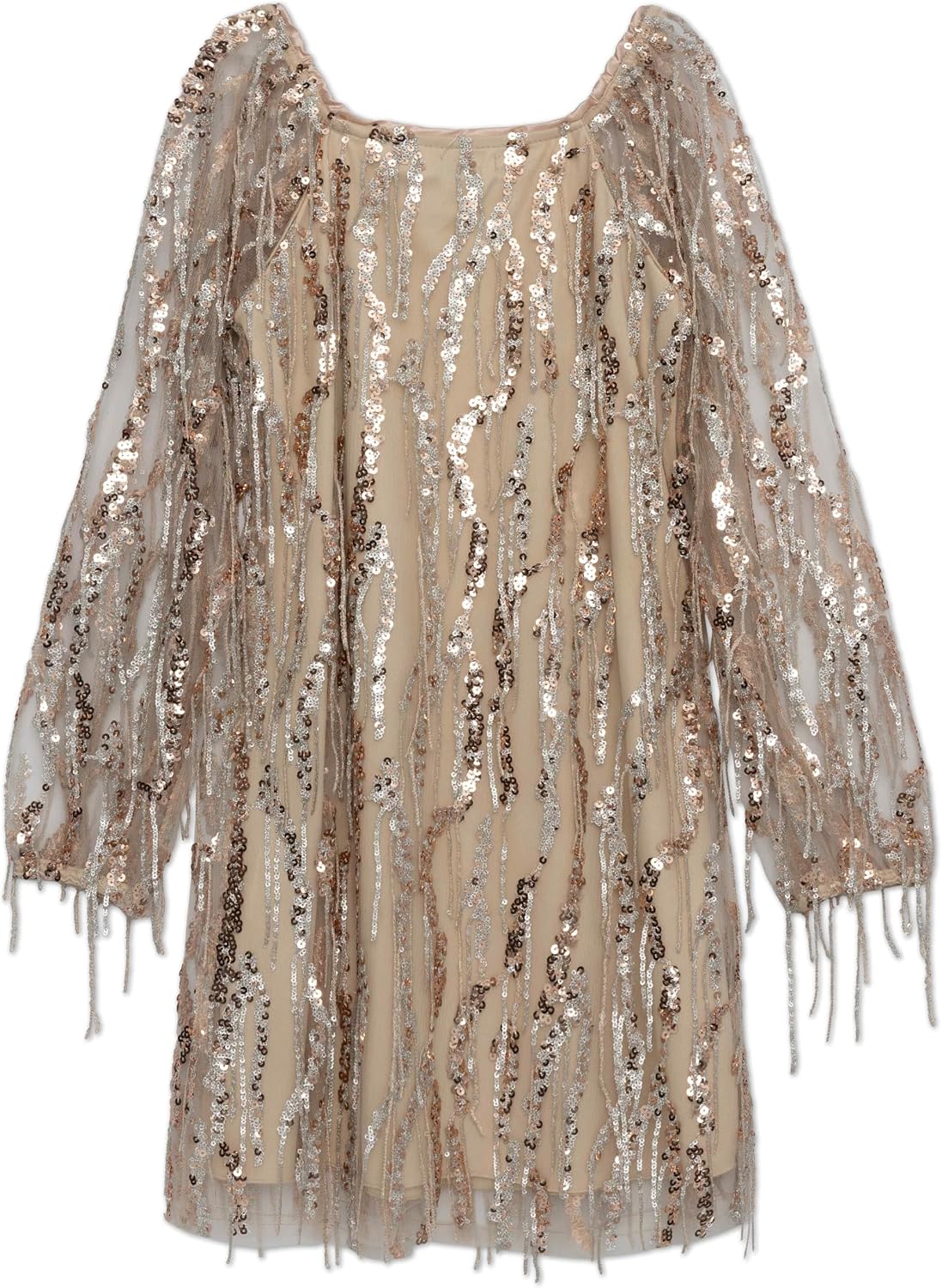 Speechless Girls' Long Sleeve A-line Sequined Party Dress