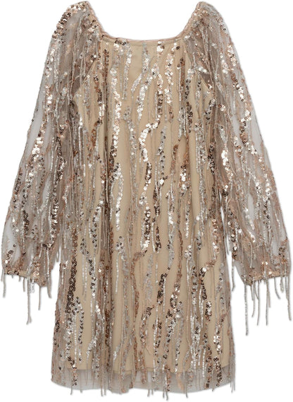 Speechless Girls' Long Sleeve A-line Sequined Party Dress