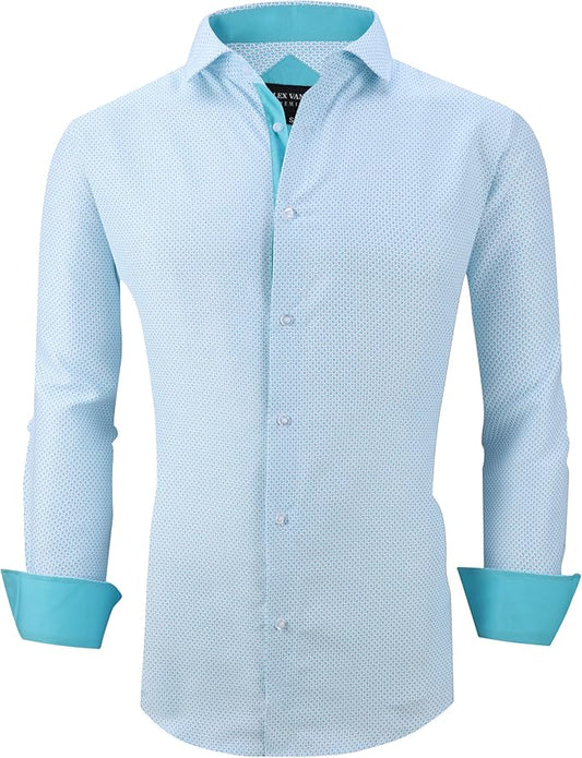 Alex Vando Mens Printed Dress Shirts Long Sleeve Regular Fit Button Down Shirt