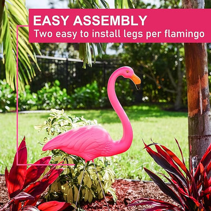 Galashield Pink Flamingo Yard Decorations Pack of 2 Flamingo Decor Ornaments for Outdoor Lawn and Garden