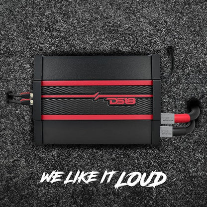 DS18 CANDY-X4B Car Amplifier 4-Channel Class D, 1600W Peak Power RMS, 4 x 120W at 4 Ohm, 4 x 200W at 2 Ohm, and 2 x 350W at 4 Ohm Bridge - Compact Size, fits into Any Vehicle