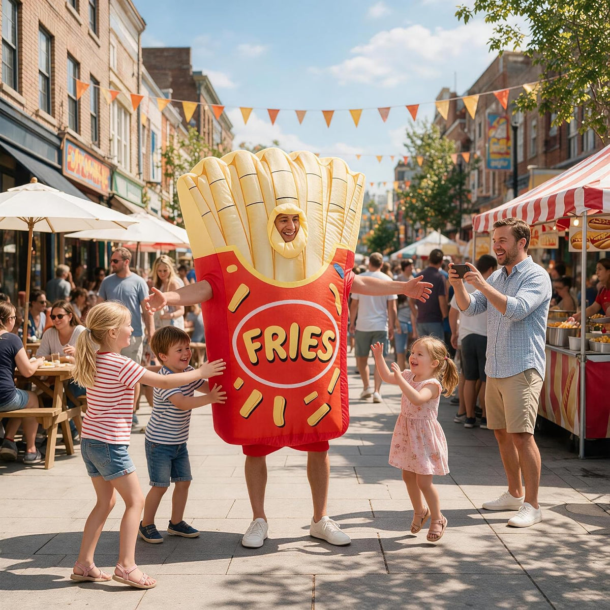 Halloween Inflatable Chips Costume Adult,Blow Up Fries Suit Men Women