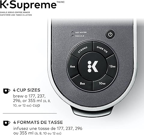 Keurig K-Supreme Coffee Maker, Single Serve K-Cup Pod Coffee Brewer Machine, With MultiStream Technology, 66 Oz Dual-Position Reservoir, and Customizable Settings, Gray