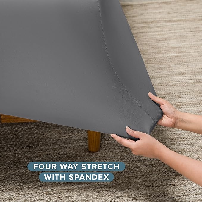 Bare Home Cooling Performance, Moisture-Wicking, Fitted 4-Way Stretch Bed Sheet (Queen, Grey)