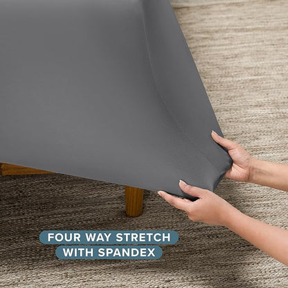 Bare Home Cooling Performance, Moisture-Wicking, Fitted 4-Way Stretch Bed Sheet (Queen, Grey)
