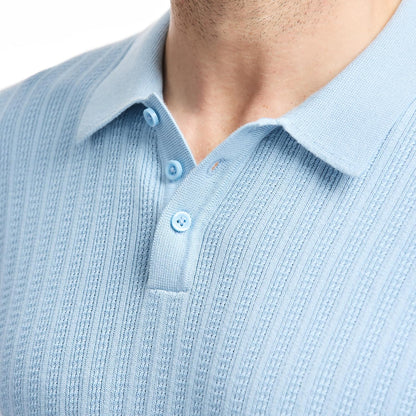 SAKS Fifth Avenue Men's Short Sleeve Vertical Texture Rib Knit Sweater Polo