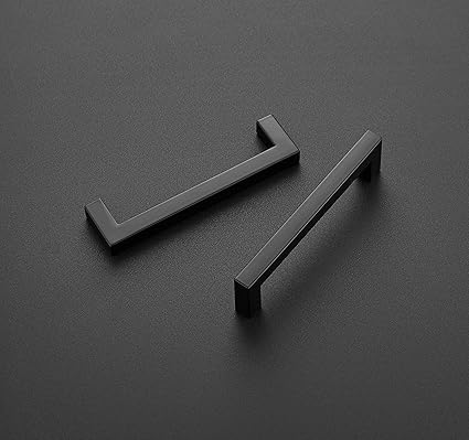 Ravinte 1 Pack Cabinet Handle Square Cabinet Cupboard Hanlde Matte Black Drawer Pulls Stainless Steel Kitchen Cabinet Pull Cabinet Hardware Drawer Handle 5 inch Hole Center