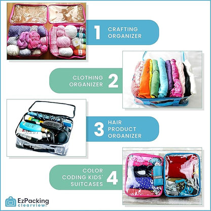 Medium Clear Travel Packing CubeSee-Through Clothes Organizer for Carry on  Checked Suitcase, RV or CampingTransparent Storage CellDoll StorageGame Day Stadium Approved (Gray)