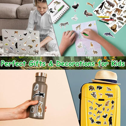 LINAYE 24 Sheets Jungle Stickers for Kids, 1032 PCS Safari Wild Zoo Animal Stickers for Scrapbooking,Water Bottles,Envelopes,Laptop Decal for Kids Boys Girls