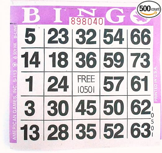 1 On Purple Bingo Paper Sheets (500 per pack)