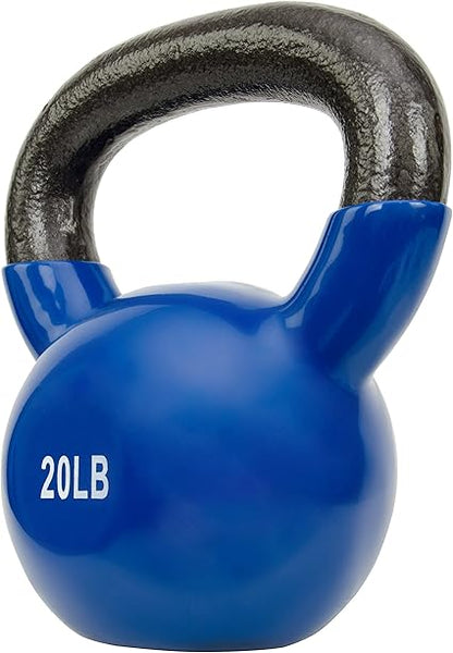Sunny Health  Fitness Vinyl Coated Kettlebell for Strength Weight Training  Swinging Exercise - In 5, 10, 15, 20, 25 Pound