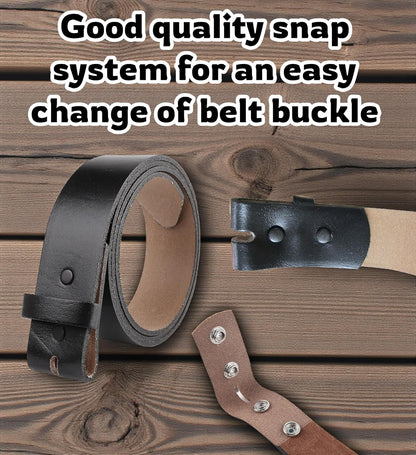 F&L CLASSIC Belt for buckle men Snap on Strap Full Grain One Piece Leather no buckle,1 1/2" Wide, USA 38 (Fits Waist 36"-37")