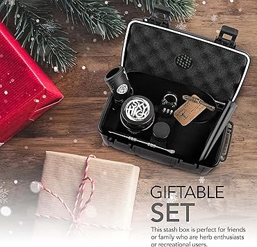 Smell Proof Tobacco Storage Box - ABS Plastic Odor Resistant Container with Easy Grip Handle Portable Case Padded Lock 3 Digit Combination Black