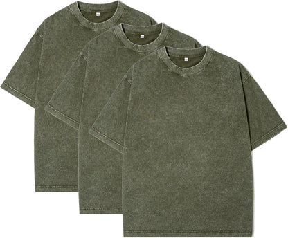 1 Piece Eadali Men’s Oversized T-Shirts – Washed Cotton Loose Fit Tees, Drop Shoulder Crew Neck, Vintage Baggy Style Streetwear Tops.
